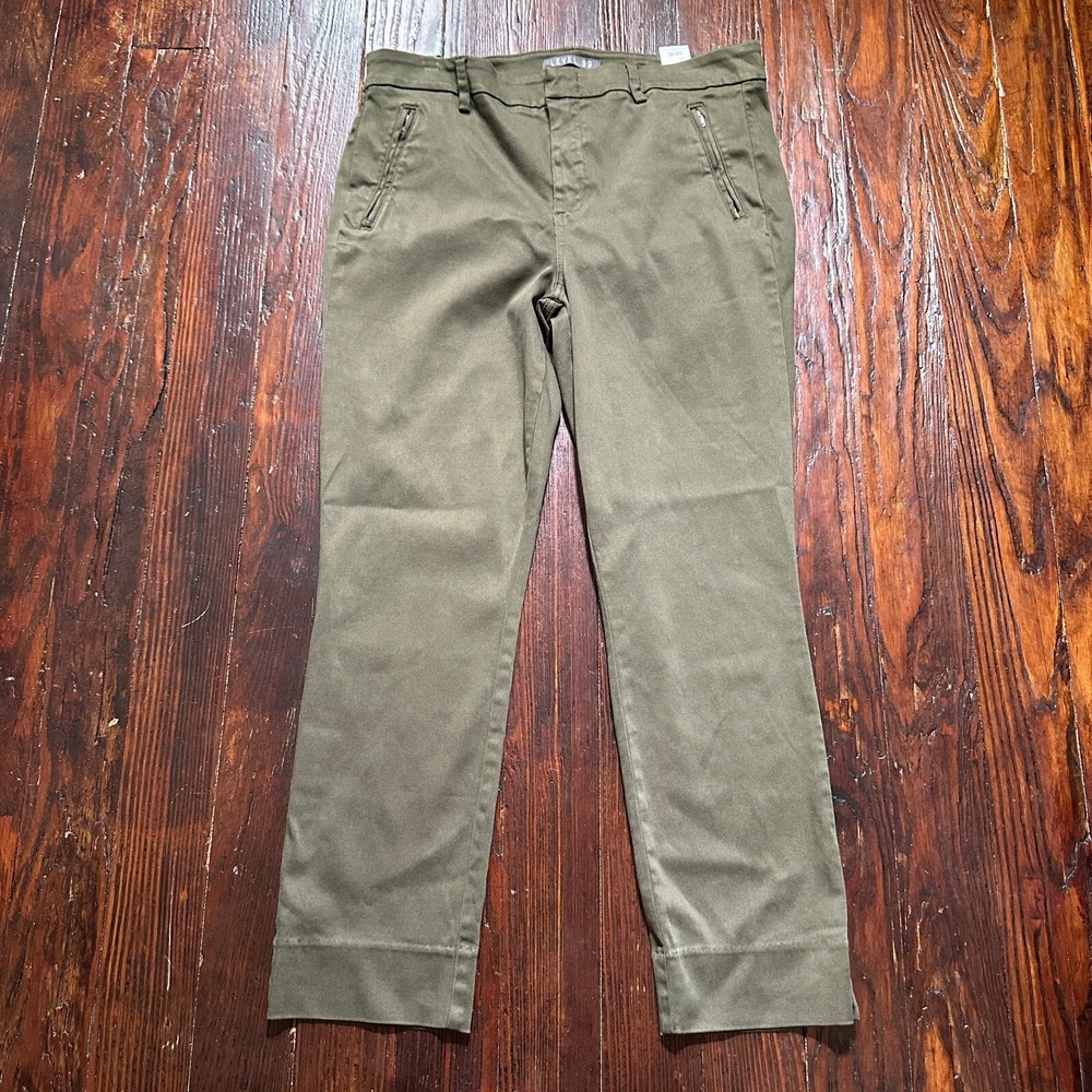 Anthropologie Level 99 Pants Womens 32 Green Army Military Stretch Lyocell